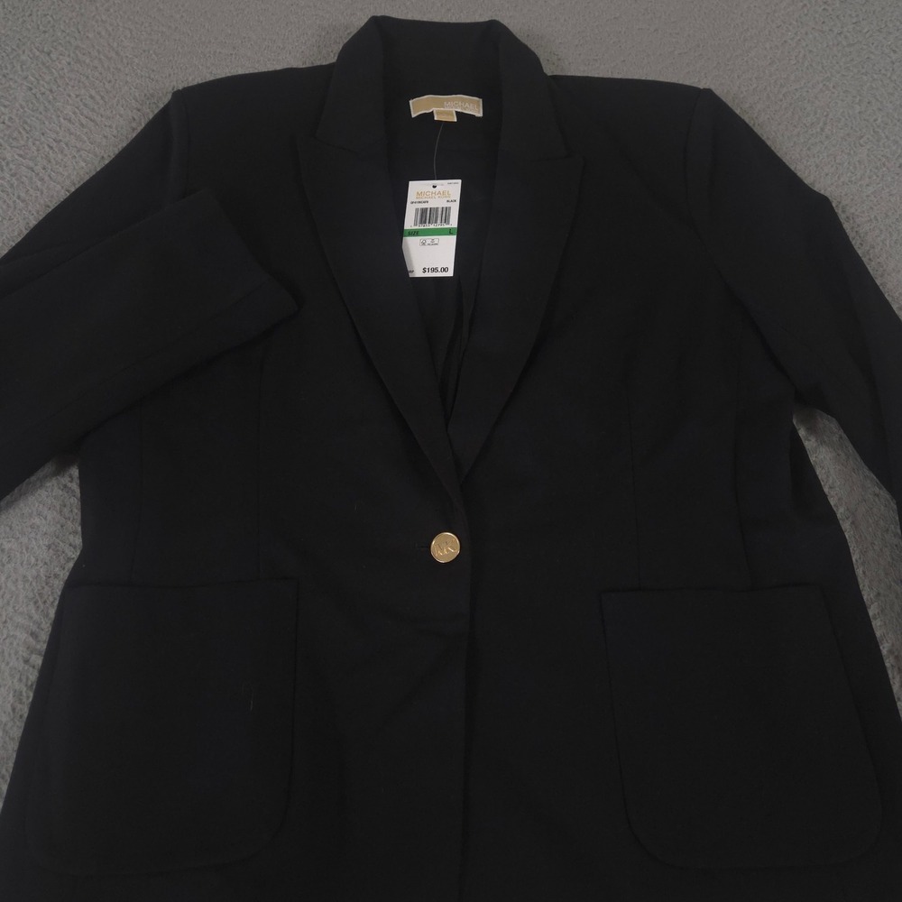 Michael Kors Blazer Womens L Stretch Knit Single-Button Patch Pockets NEW $195